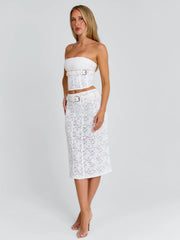 Vyorix LUNALLA MIDI SKIRT IVORY