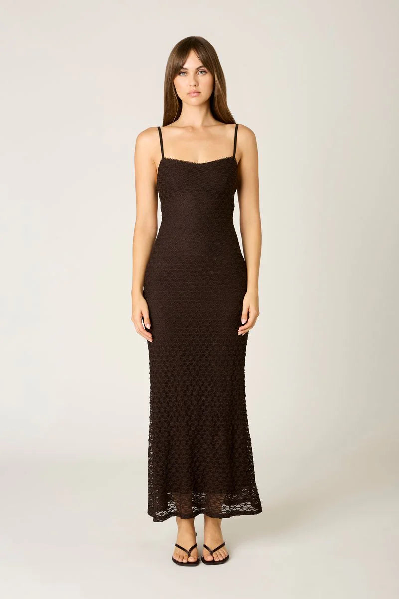 Textured Mesh Midi Dress