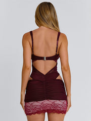 Vyorix VAYLA MINI DRESS DEEP RED