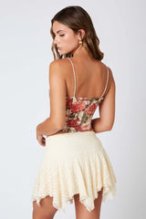 Floral Lace Up Corset Top