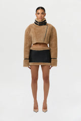 Sherpa Vegan Leather Mini Skirt