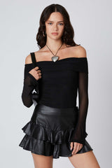Off-the-Shoulder Mesh Top
