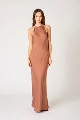 High-Neck Cowl Back Gown