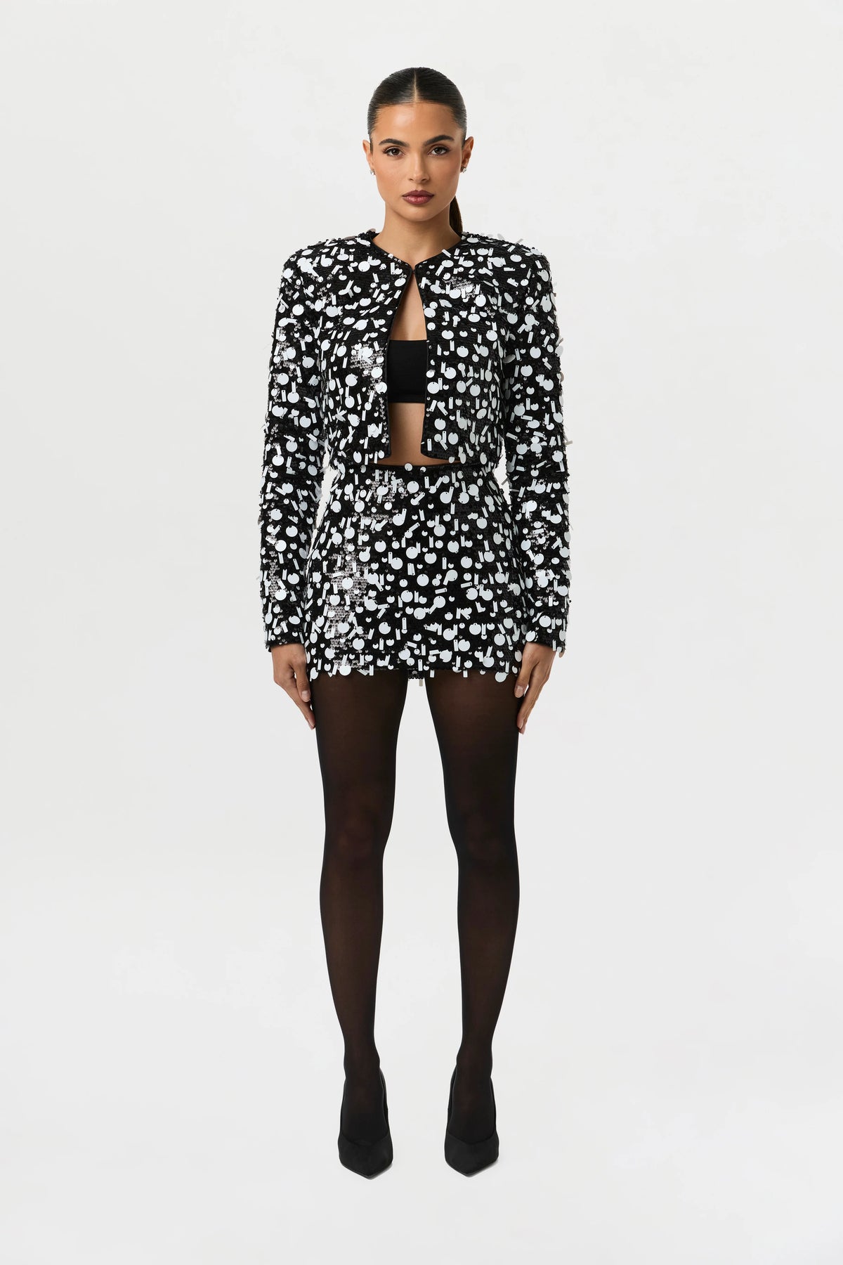 Geometric Sequin Mini Skirt
