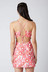 Floral Halter Bias Mini Dress