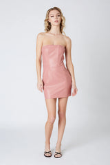Strapless Faux Leather Mini Dress