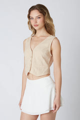 Linen Cropped Vest