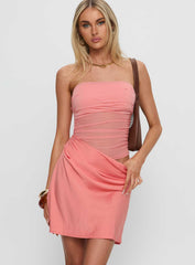 Elemental Strapless Mesh Mini Dress Orange