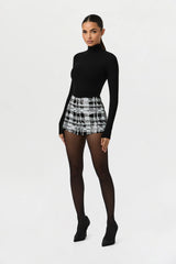 Sequin Plaid Hot Pants