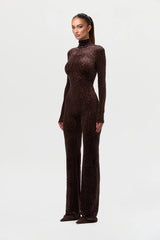 Burnout Print Turtleneck Jumpsuit