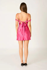 Satin Off The Shoulder Mini Dress