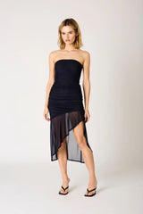 Strapless Ruched Asymmetrical Dress