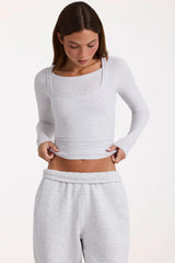 Modal Layered Top in Grey Marl