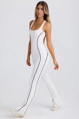 Soft Active Open-Back Jumpsuit in White