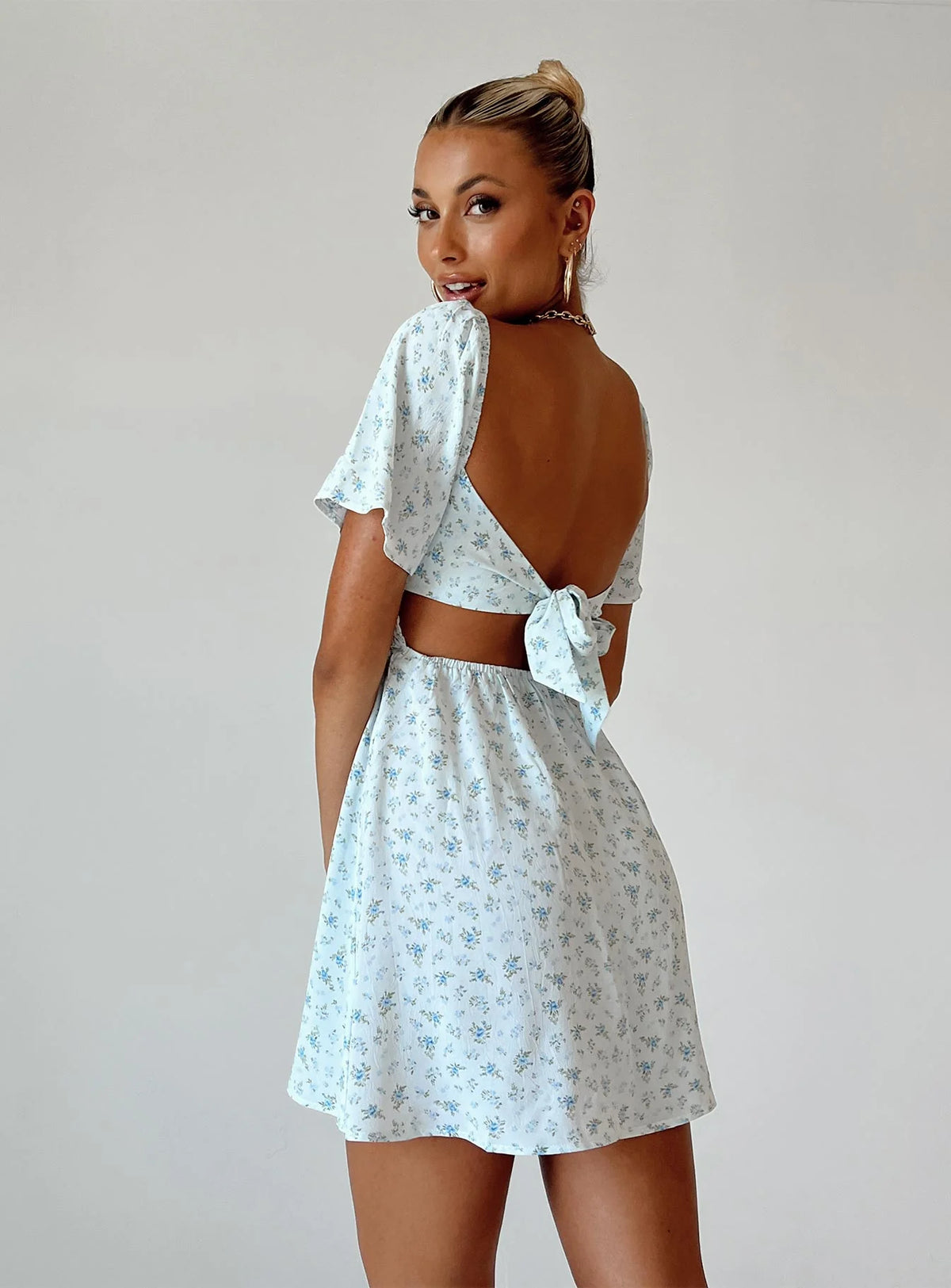 Summer Nights Mini Dress Blue Floral