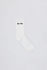 Ribbed Half-Crew Socks in White