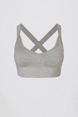 Super Sculpt Seamless Crossback Sports Bra in Grey Marl