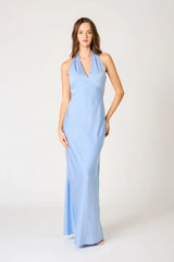 Plunge Halter Bias Gown