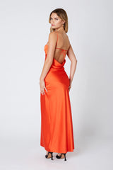 Open Back Satin Maxi Dress
