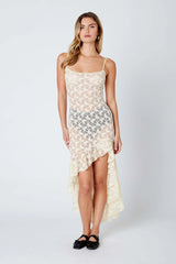 High-Low Ruffle Lace Dress