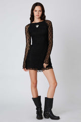 Lace Long Sleeve Mini Dress