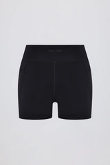 Soft Active V-Waist Pocket Mini Shorts in Black