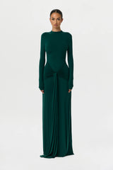 Naked Mock Neck Drape Tie Dress