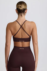 Super Sculpt Seamless Cross-Back Sports Bra in Chocolate