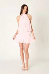 Flouncy Mesh Mini Dress