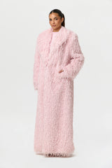 Faux Feather Long Coat