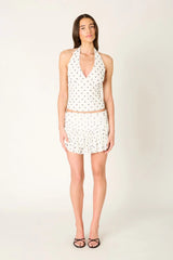 Polka Dot Mesh Mini Skirt