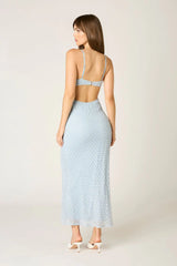Textured Mesh Midi Dress