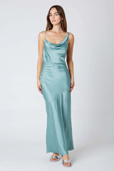 Cowlback Satin Maxi Dress