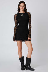 Lace Long Sleeve Mini Dress