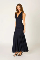 Stretch Mesh Halter Gown