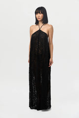 Lace Halter Open Back Dress
