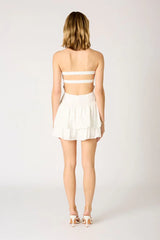 Knotted Double Flounce Mini Romper
