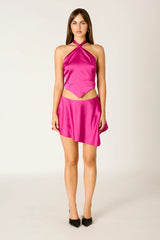 Satin Knot Halter Top