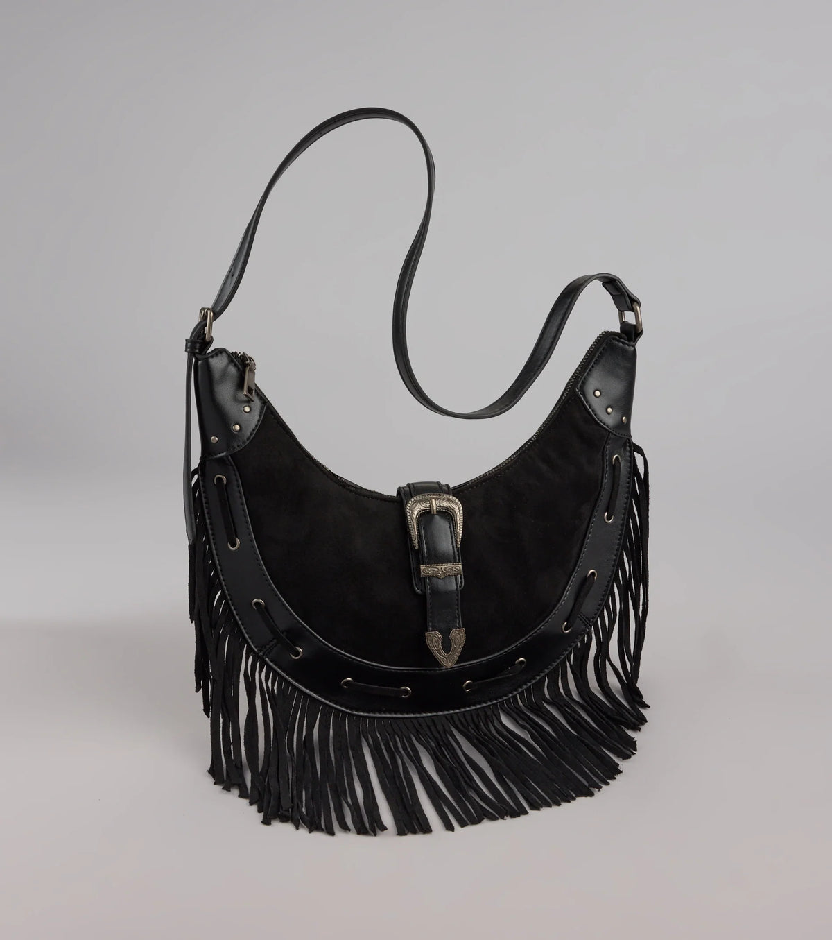 Buckle Babe Fringe Shoulder Bag