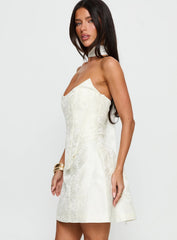 Pearla Strapless Scarf Mini Dress Ivory