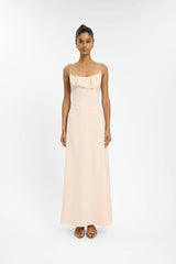 Frill Backless Maxi Dress | Blush Satin
