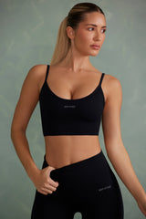 Determination - Super Sculpt Scoop Neck Sports Bra in Onyx Black