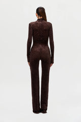 Burnout Print Turtleneck Jumpsuit