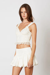 Lace Ruffle Bow Top