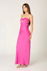 Strapless Satin Maxi Dress