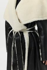 Vegan Leather Sherpa Coat