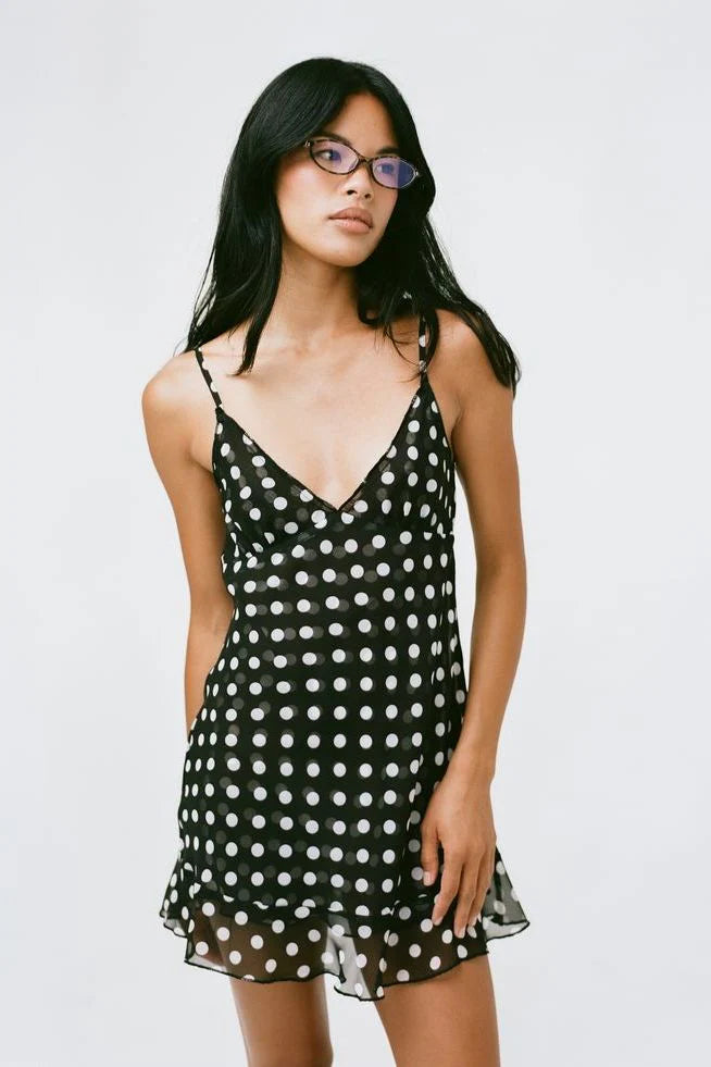 THE BUTTERFLY DRESS IN BLACK & WHITE DOT