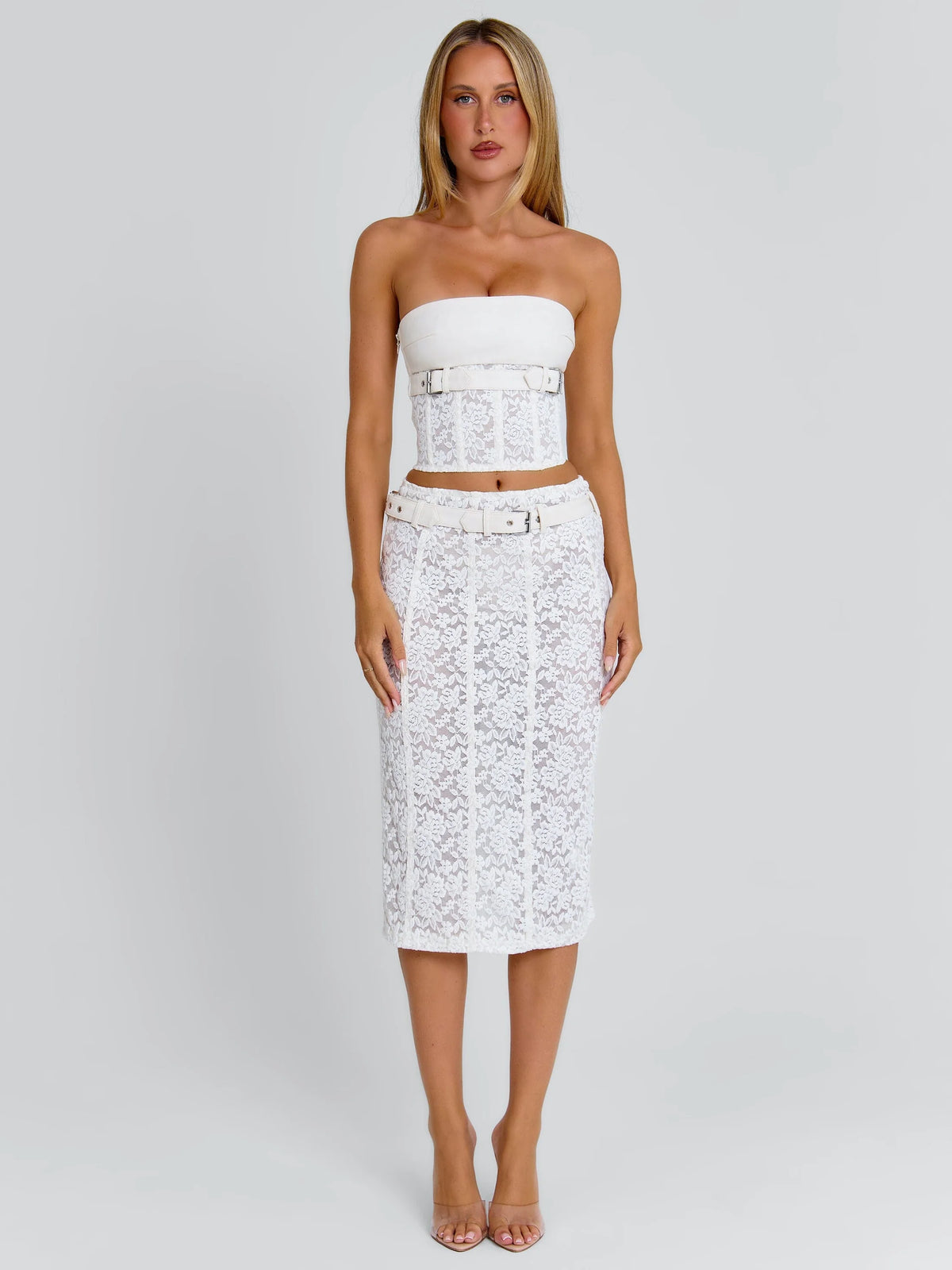 Vyorix LUNALLA MIDI SKIRT IVORY