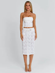 Vyorix LUNALLA MIDI SKIRT IVORY