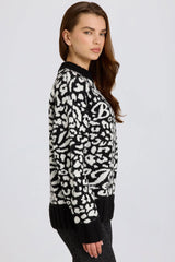Jacquard-Knit Oversized Jumper in Black